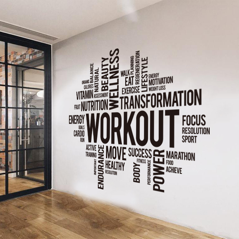 Home Gym Wallpaper - Gym Workout Word Cloud Wall Sticker