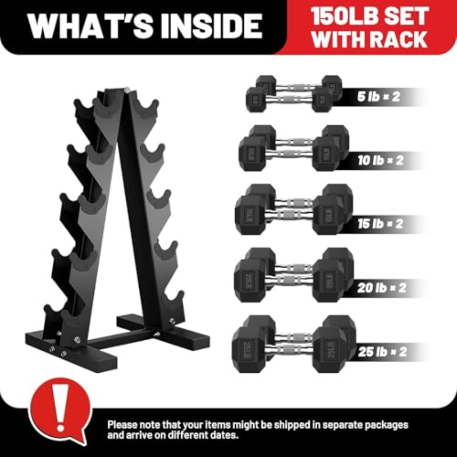 Hex Dumbbell Sets with Rack, 8 - Hex Dumbbell Set 评论和价格