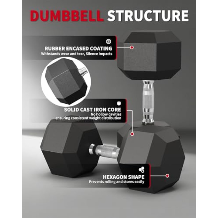 5-50 LB Hex Dumbbell Set of 2, - Hex Dumbbell Set 评论和价格