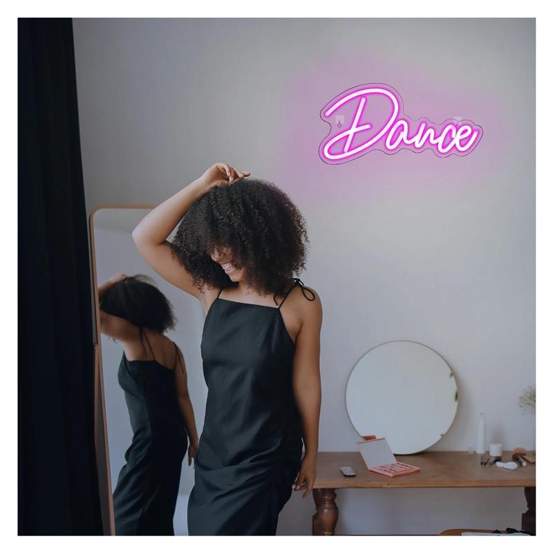 Dance Neon Sign Pink Light Dan - Home Gym Wallpaper 评论和价格