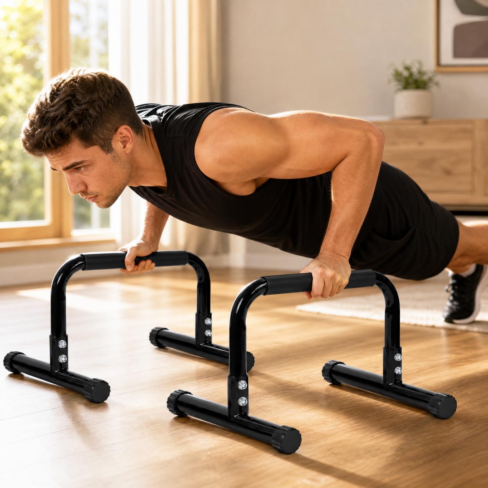 2 Pieces Height-Adjustable Pre - Push Up Stand Bar 评论和价格